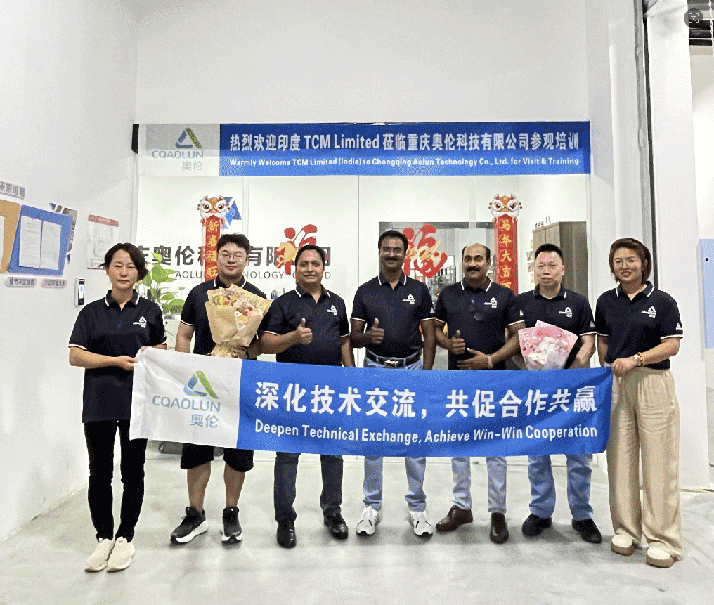 La delegación del cliente indio TCM Limited visita la empresa Chongqing Aolun Technology Co., Ltd. para intercambio y colaboración